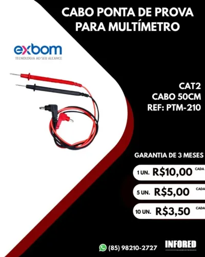 Cabo ponta de prova para multímetro