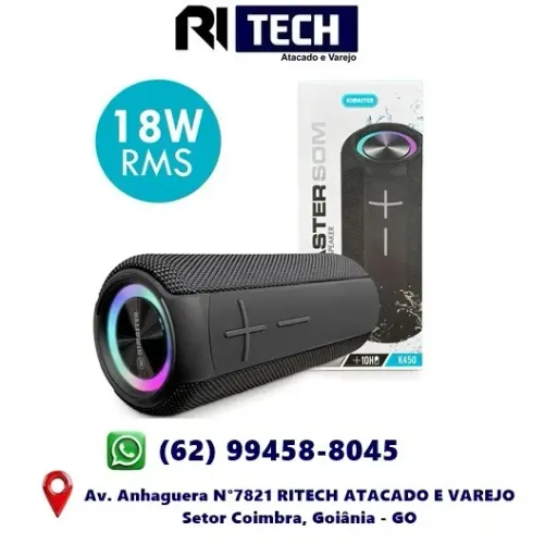 Caixa De Som Bluetooth 18W Resistente à Água IPX6 KIMASTER - K450X 1 Ano de Garantia