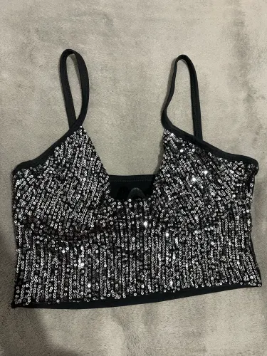 Cropped brilho de paetês