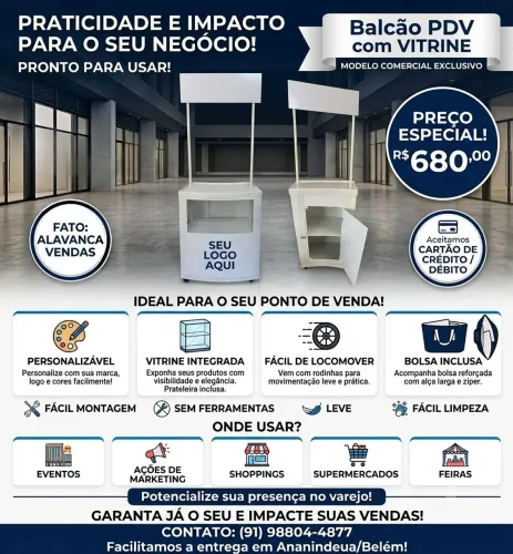 Balcão PDV com vitrine