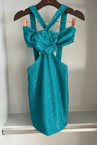 Vestido azul lantejoulas TAM. P - Anne Fernandes 