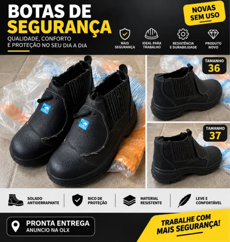 Botina de Segurança Marluvas Nova - Tamanhos 36 e 37 | Pronta Entrega
