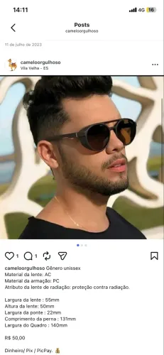 Óculos de sol unissex