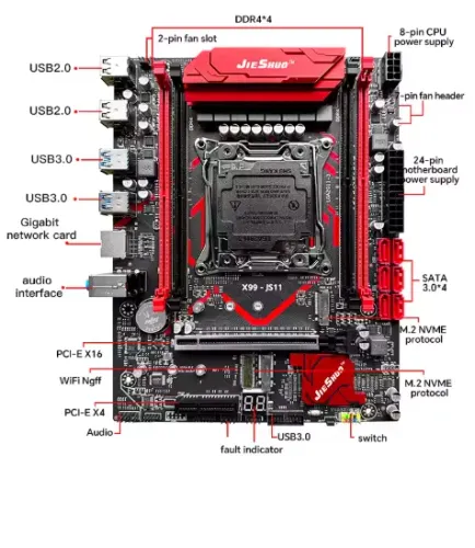 Placa-mãe JIESHUO X99-JS11 + CPU Xeon E5 2667 V4