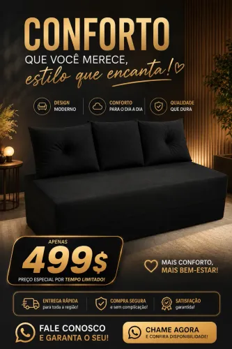 SOFÁ CAMA COM ENCOSTO DIVERSAS CORES