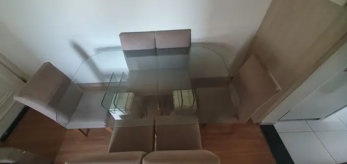 Mesa de Jantar Retangular 6 lugares Mármore Travertino