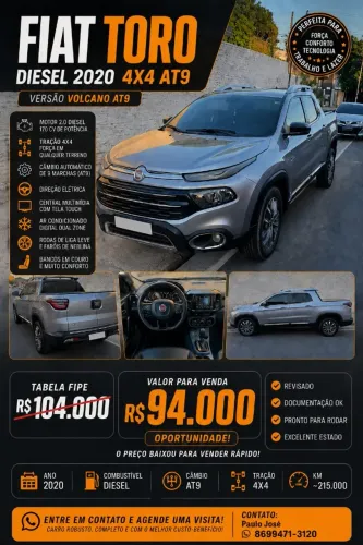 Fiat Toro Volcano 2.0 16V 4X4 TB Diesel Aut. 2020