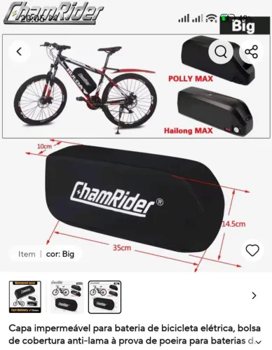 Capa impermeável para bateria de bike elétrica