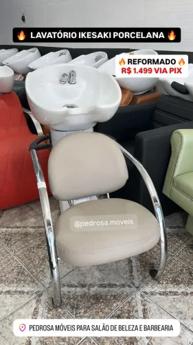 Lavatório Ikesaki Cuba de Porcelana Móvel para Salão de Beleza Cabeleireiro