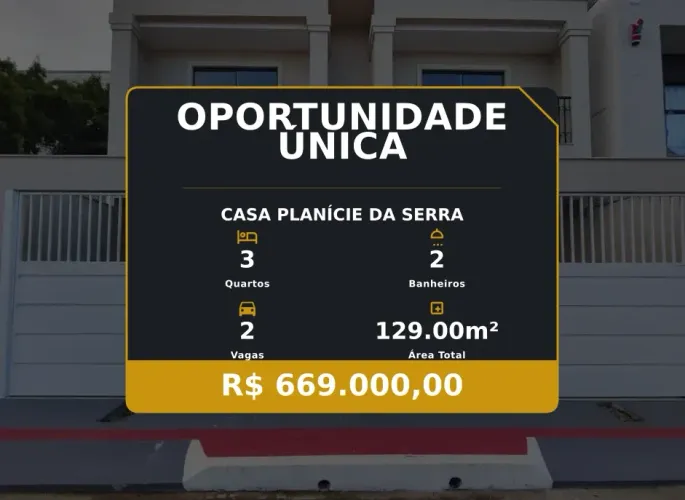 Casa com Espaço Gourmet e 3 Suítes em Planície da Serra  Pronta para Morar!