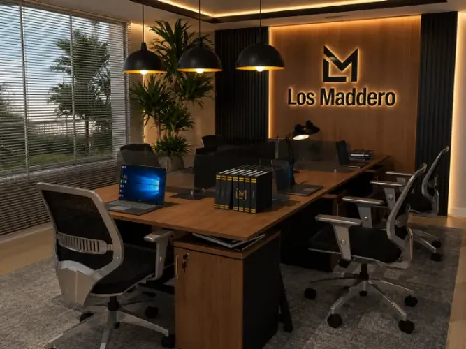 Estação Santoro Wood Delluxe. 5 armários e 20 Tomadas. L300cm x P140cm x A105cm