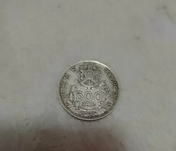 Moeda de 500 Réis de 1912 - República Velha- Prata 900 MBC