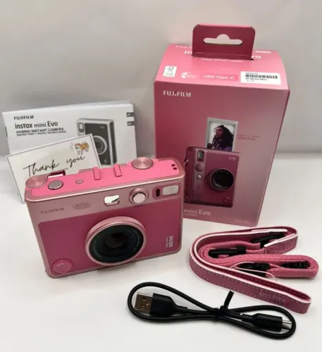 Câmera FUJIFILM instax mini Evo ROSA - Modelo exclusivo do Japão