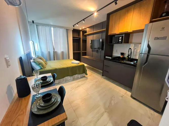 Flat 1 Quarto Mobiliado em Cabedelo (PB) com 1 Vaga Piscina e Espaço Gourmet
