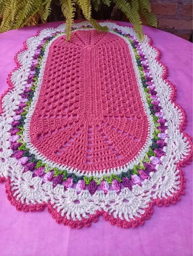 Conjunto de tapetes de crochê 