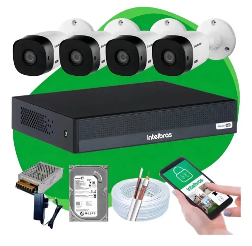 KIT COM 4 CAMERAS JÁ INSTALADO INTELBRAS