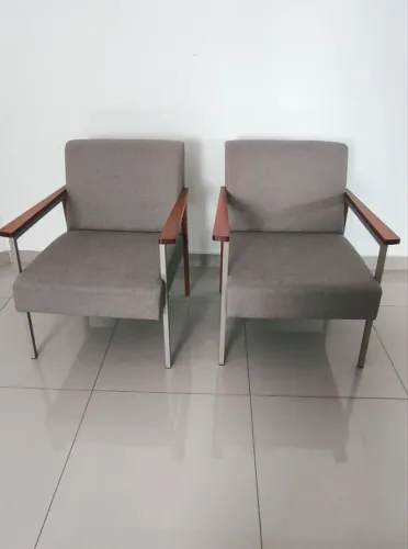 Kit 2 Poltronas Fontana Estilo Industrial em Linho