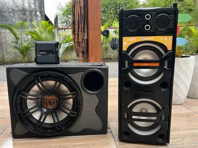 Sub de 12 + Módulo 400W + Caixa de som 700W