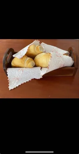 Toalha de crochê para cesta de pão