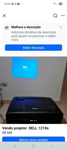 VENDO PROJETOR DELL 1210S