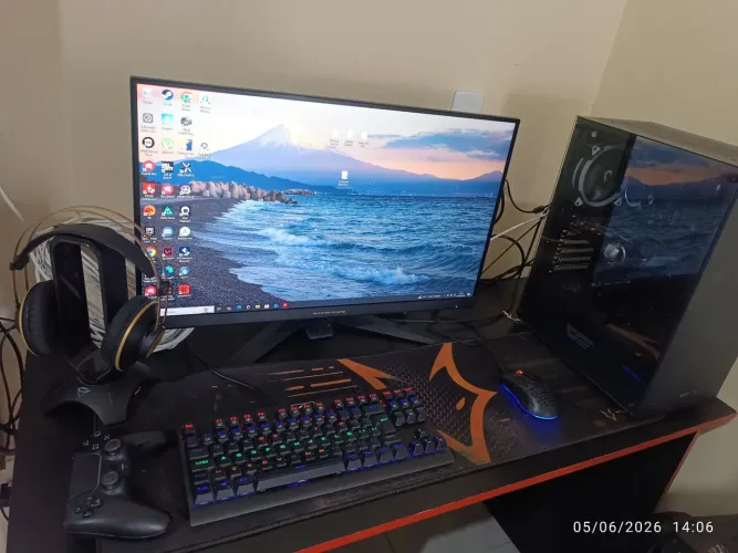 PC Gamer Completo, i5 10° + RX 6600 + 24 RAM + Monitor 27' + Mesa Premium 