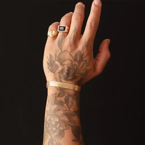 Pulseira Esteira 10mm (Fecho Trava de Pressão) banhado a ouro 18k