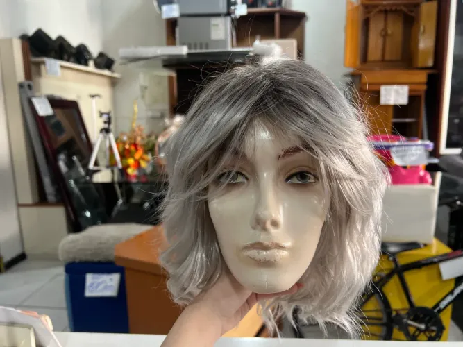 Lace Wig Liso Cinza Médio