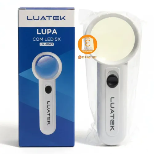 Lupa de Mão com Luz LED e Ampliação de 5x LK-1063