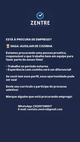 VAGA DE AUXILIAR DE COZINHA