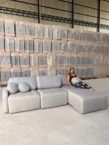 Sofá Cama Retrátil Bellagio 3,00 m Linho Cinza