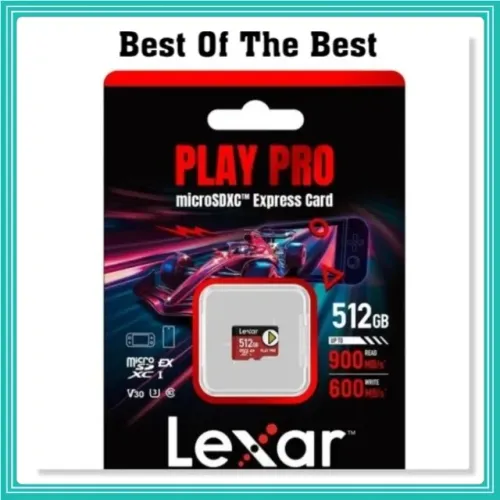 Lexar Cartão 512GB Play PRO MicroSD Express, UHS-I, Até 900/600 MB/s, Cartão De Memória, C