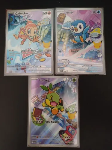 Parceiros iniciais de Sinnoh (Turtwig, Piplup e Chimchar) Coleção especial 30 anos Pokemon