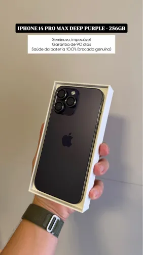 iPhone 14 Pro Max Deep Purple 256GB, Seminovo impecável 100%, com Garantia