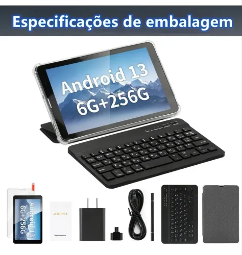 Tablet completo caneta, teclado e case