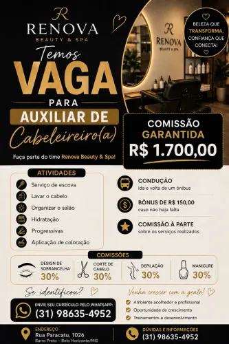 Vaga de auxiliar de cabeleireiro