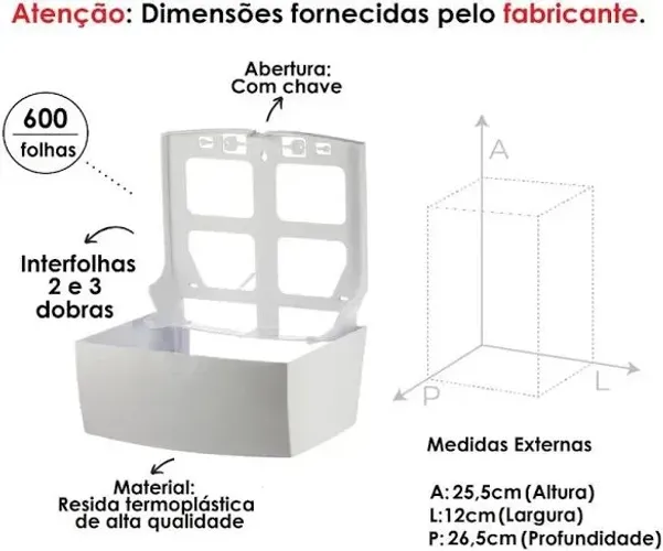 Dispenser para banheiro. Porta papel toalha intercaladas