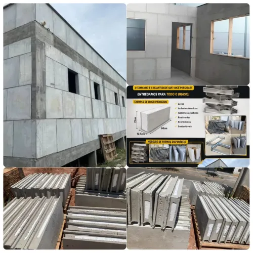 Formas para fabricar e blocos de concreto.