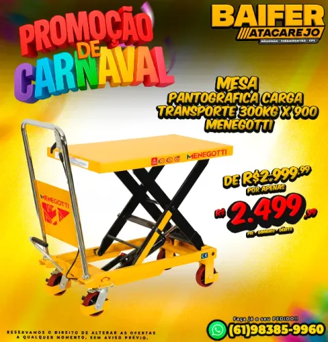 Mesa Pantográfica carga transporte 300KG x 900 Menegotti