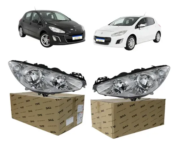 Par Farol Peugeot 308 2011 A 2015 Mascara Cromada Foco Duplo Ambos Lados