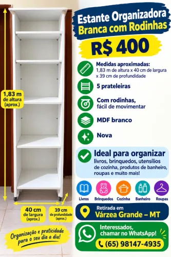 Estante organizadora com rodas