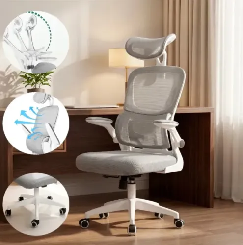 Cadeira Ergonômica - Branca Com Apoio Lombar e Apoio de cabeça