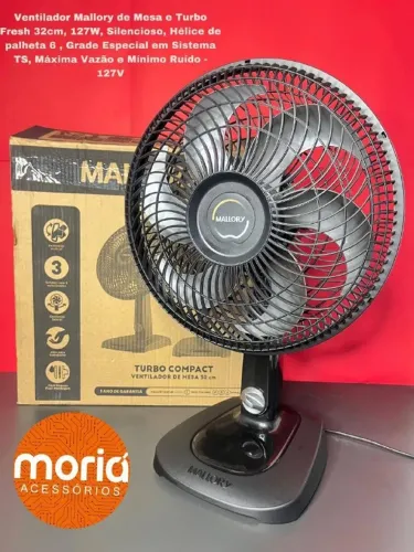 Ventilador Turbo 6 Pás 30cm Compact 127v Preto Mallory Promo