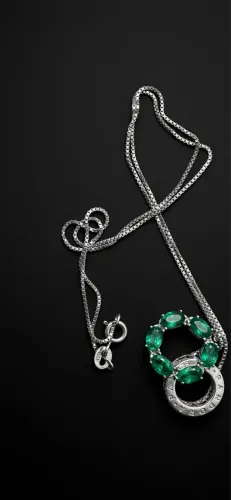 Conjunto prata 925 esmeraldas naturais pandora