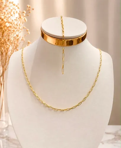 Corrente e pulseira de ouro 18k