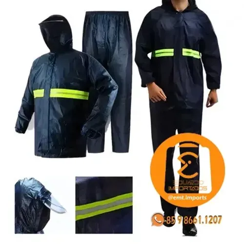 Capa de Chuva para Motoqueiro com Faixa Refletiva e Capuz CB-620