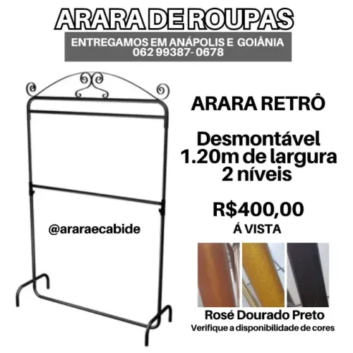 Arara retro - arara vintage - arara dourado- arara Rose