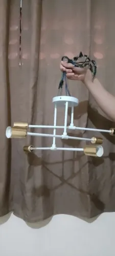 Luminária de teto Paflon Branco e Dourado - 6 lampadas