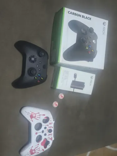 Controle xbox carbono black series+ bateria xbox original