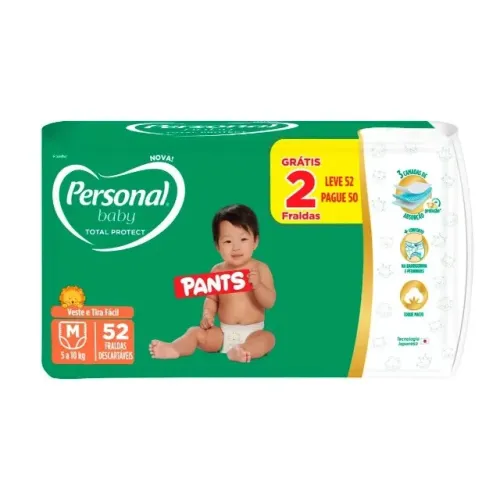 Fralda descartável Personal M 52 unidades
