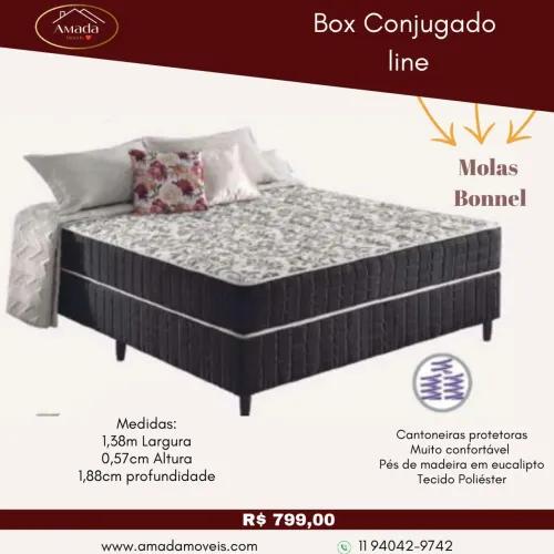 Cama box conjugada molas casal LINE , à pronta entrega